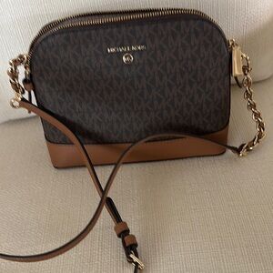 Michael Kors Brown Crossbody Bag with Gold Chain
